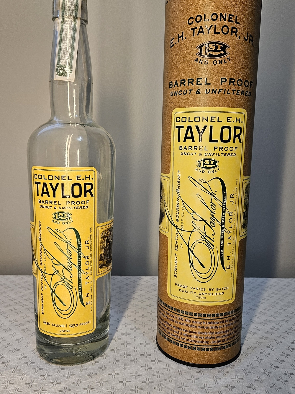 Barrel Proof Decorative Bottle And Tube with Green And Yellow Label